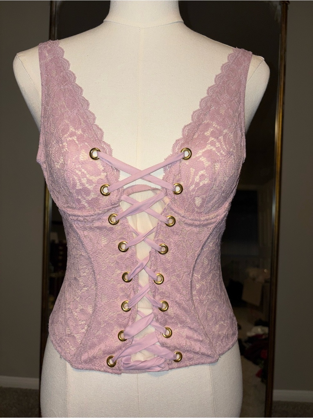Victoria's Secret never worn Pale Pink Lace-Up Corset Top